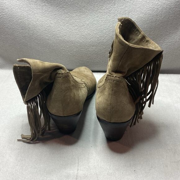 Sam Edleman Khaki leather booties with fringe details size 9 - Picture 3 of 7